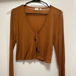 Aritzia Long Sleeve Tie-Front Blouse
